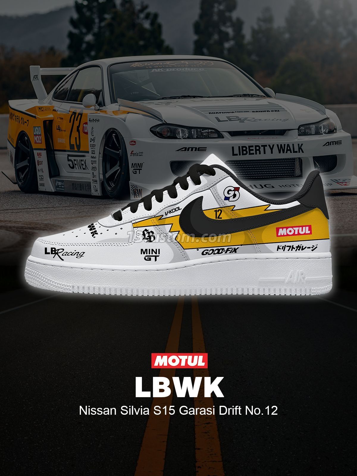 Silvia S15 Garage Drift No 12 Custom Sneakers