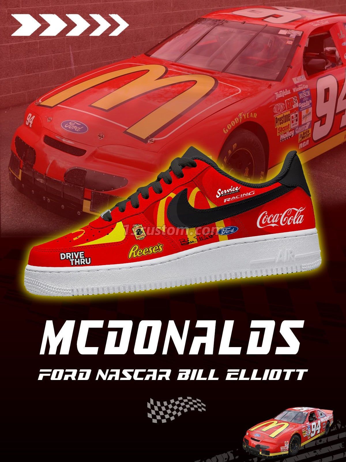 Bill Elliott McDonald's V.1 Custom Sneakers
