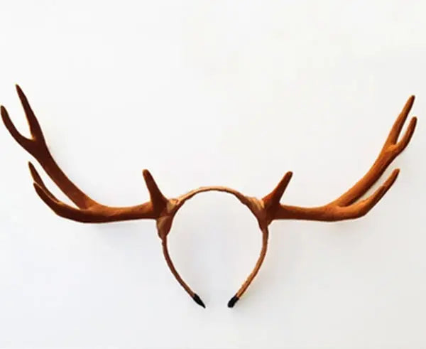 Christmas Halloween Big Antlers Brown Deer Horns Hair Band Headband Goth Cosplay Accessories Headdress