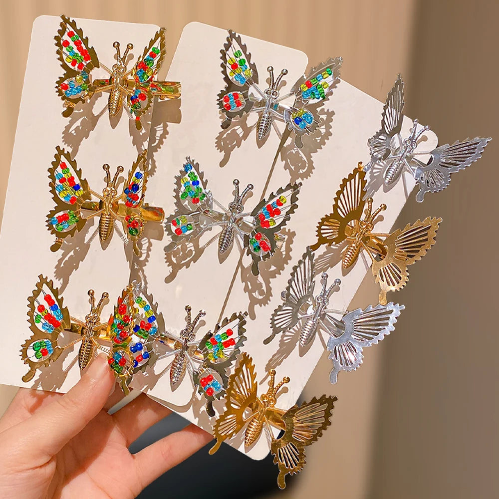 Butterfly Hair Clips Set of 4/6/10 Metal Texture Effortlessly Chic Sweet and Cool Look Ideal for Girls Daily Life